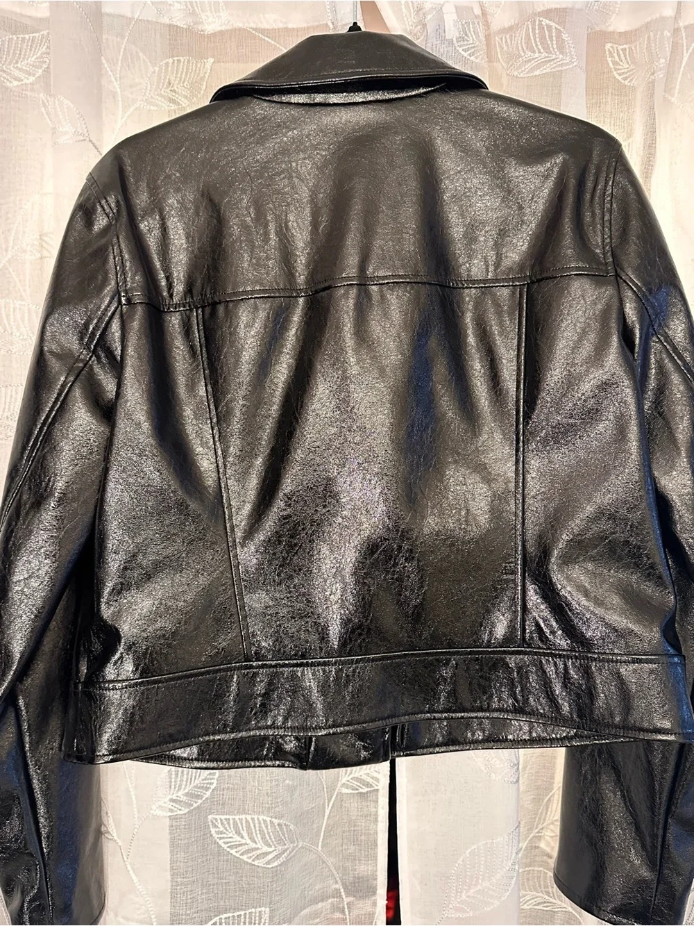 DKNY Black Faux Patent Leather Moto Jacket - Picture 6 of 10